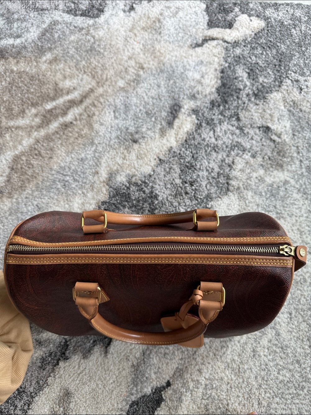 Etro Dark Brown Leather Satchel with Tan Handles - Picture 5 of 16